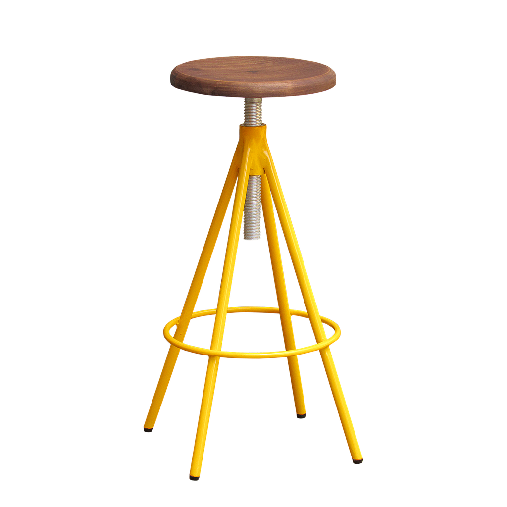 SCOTT - Adjustable bar stool H75/85 - Pineapple yellow and Washed antic