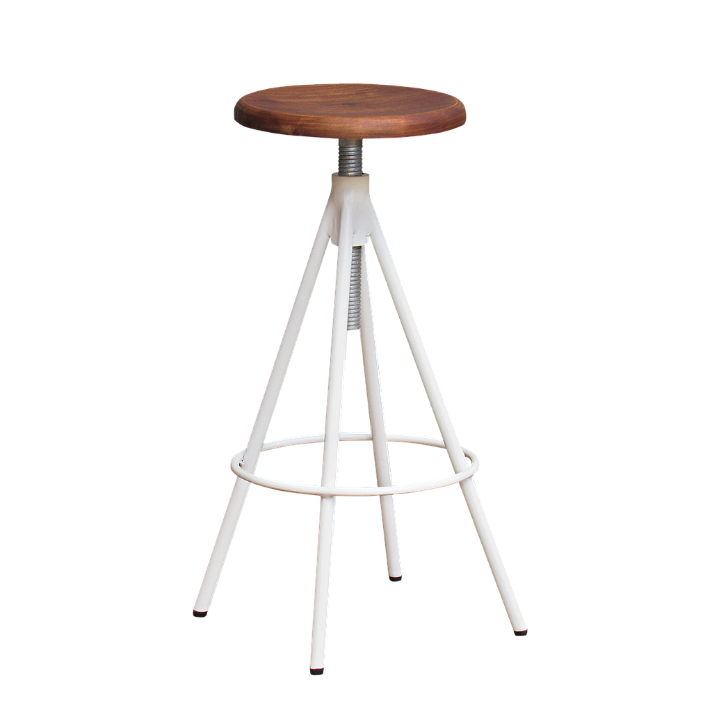 SCOTT - Adjustable bar stool H75/85 - White and Washed antic