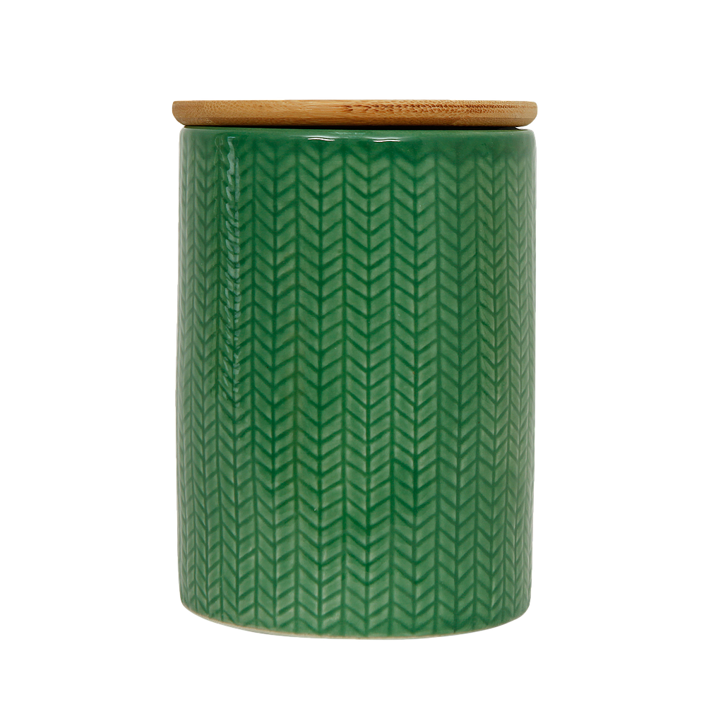 EFFIE - Ceramic jar H15 - Multicolor with bamboo lid