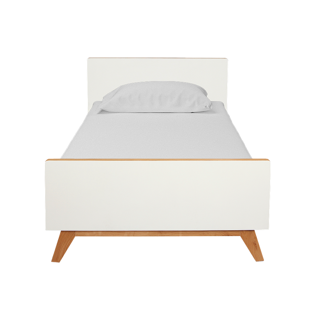DONAN - Single size bed 100x200 - White and natural oak