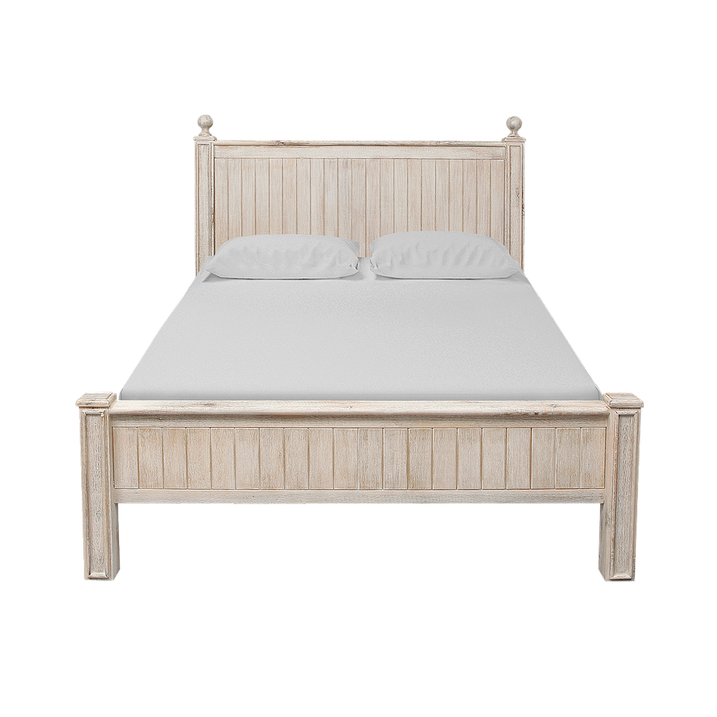ALES - Double size bed 140x200 - Whitened acacia