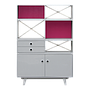 LAURA - Bookcase L110 xH160 - Light grey and Pink
