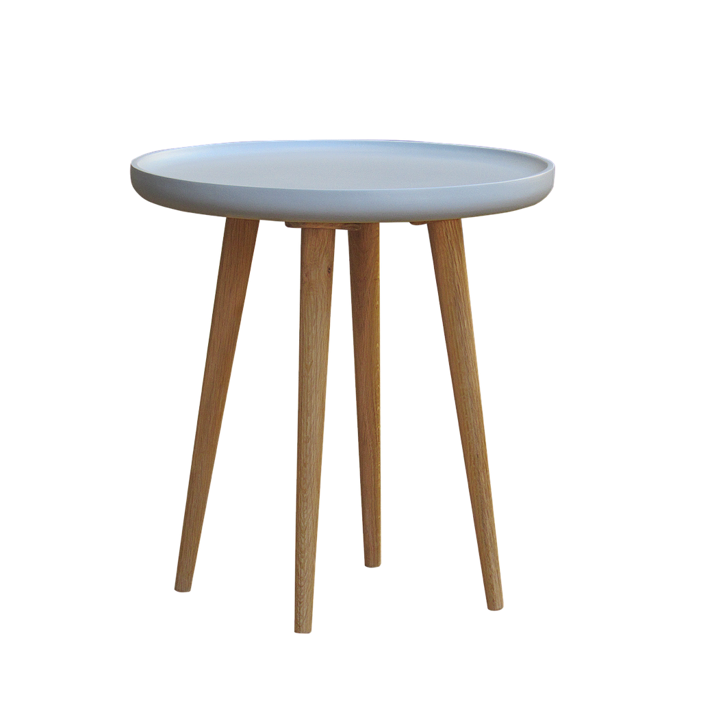 LOHJA - Side table Diam.50 x H52 - Natural oak and Light grey lacquer