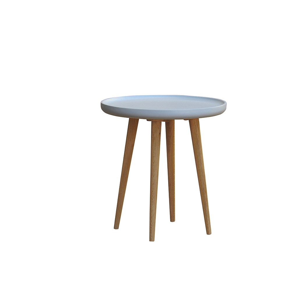 LOHJA - Side table Diam.50 x H52 - Natural oak and Light grey lacquer