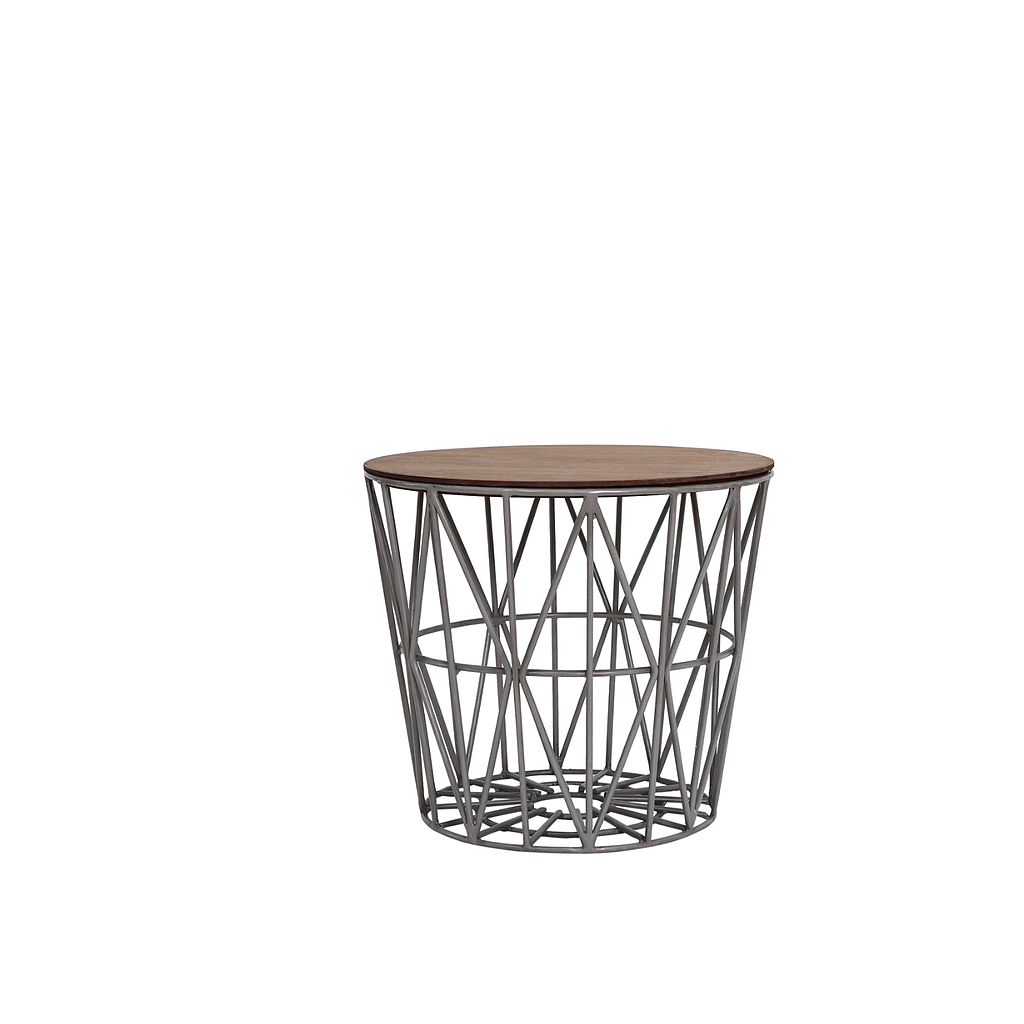 TAIS - Side table - Diam.40 x H36 - Vintage silver and Washed antic