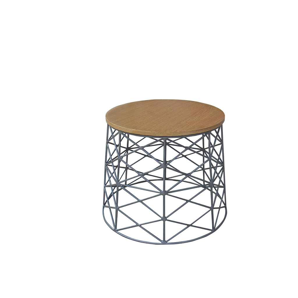 TSILA - Side table Diam.60 x H47 - Vintage anthracite and Natural oak