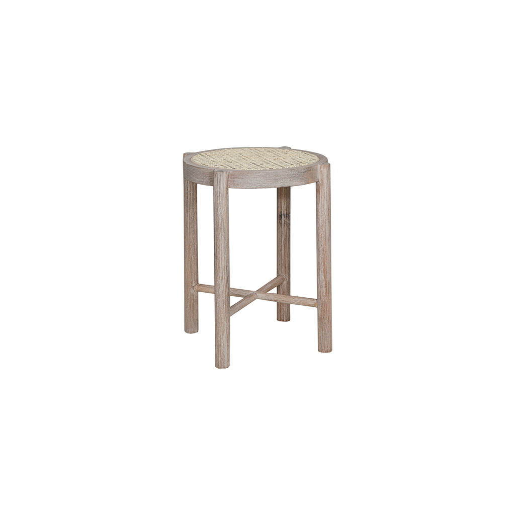 PAULHAC - Stool H45 - Whitened acacia and Natural cane