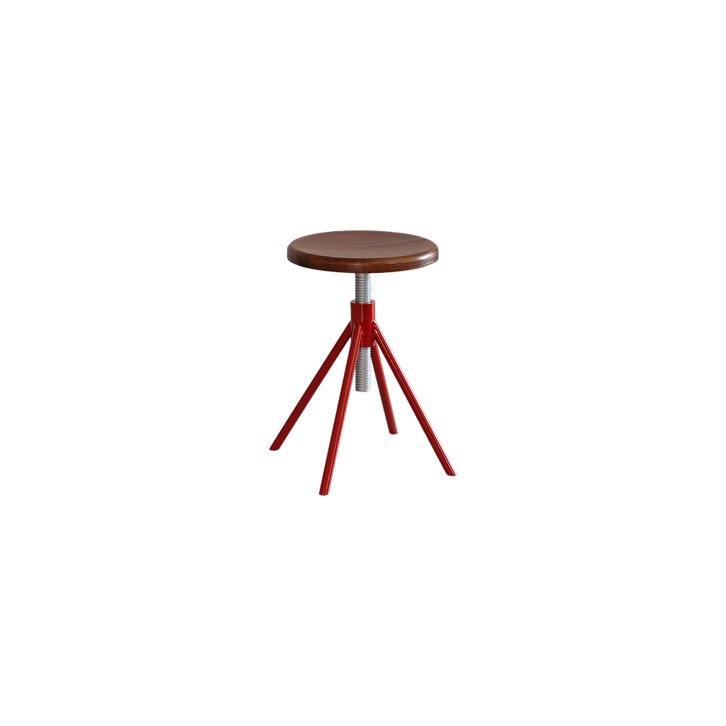 SCOTT - Adjustable Stool H45/57 - Chinese red and Washed antic