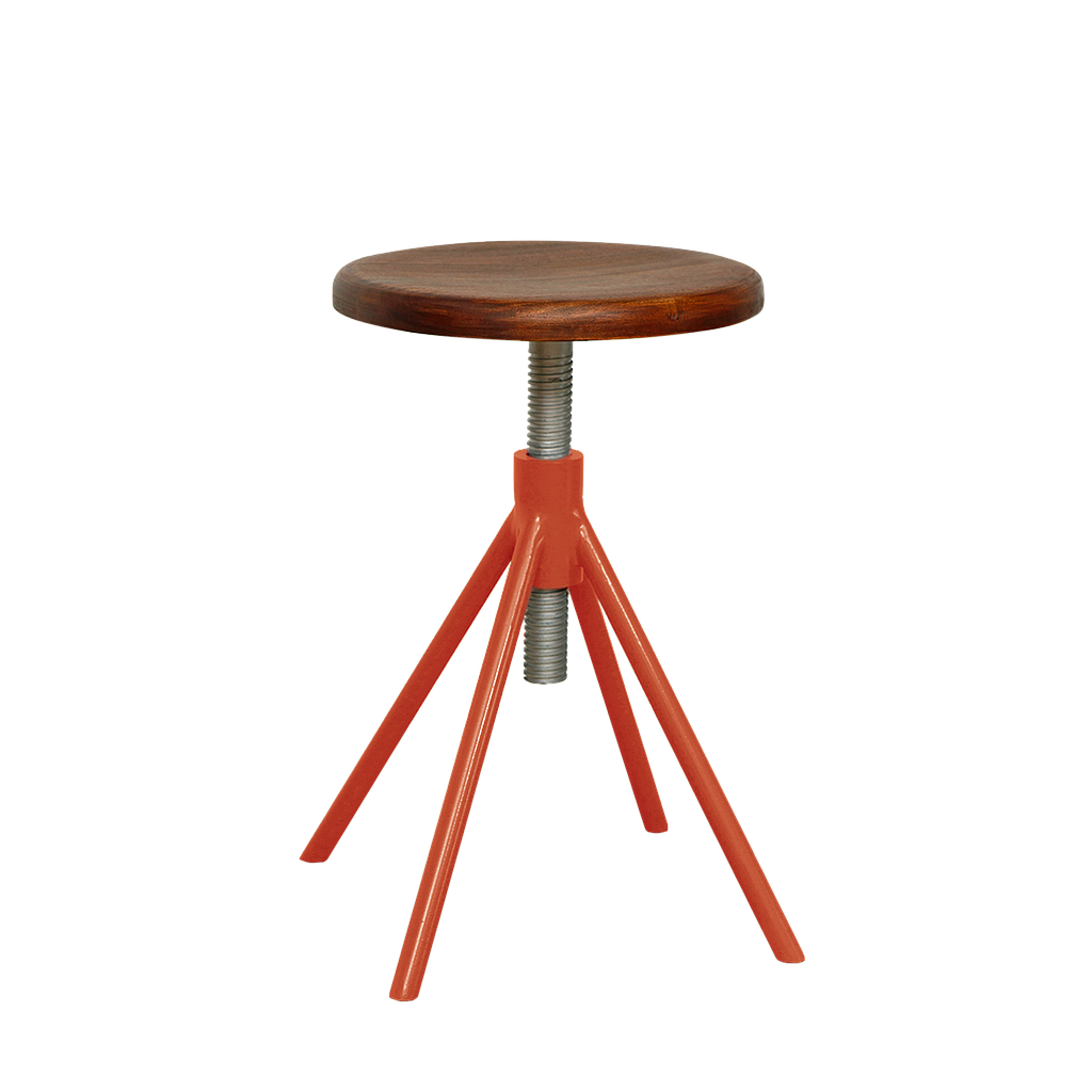 SCOTT - Adjustable Stool H45/55 - Chinese red and Washed antic