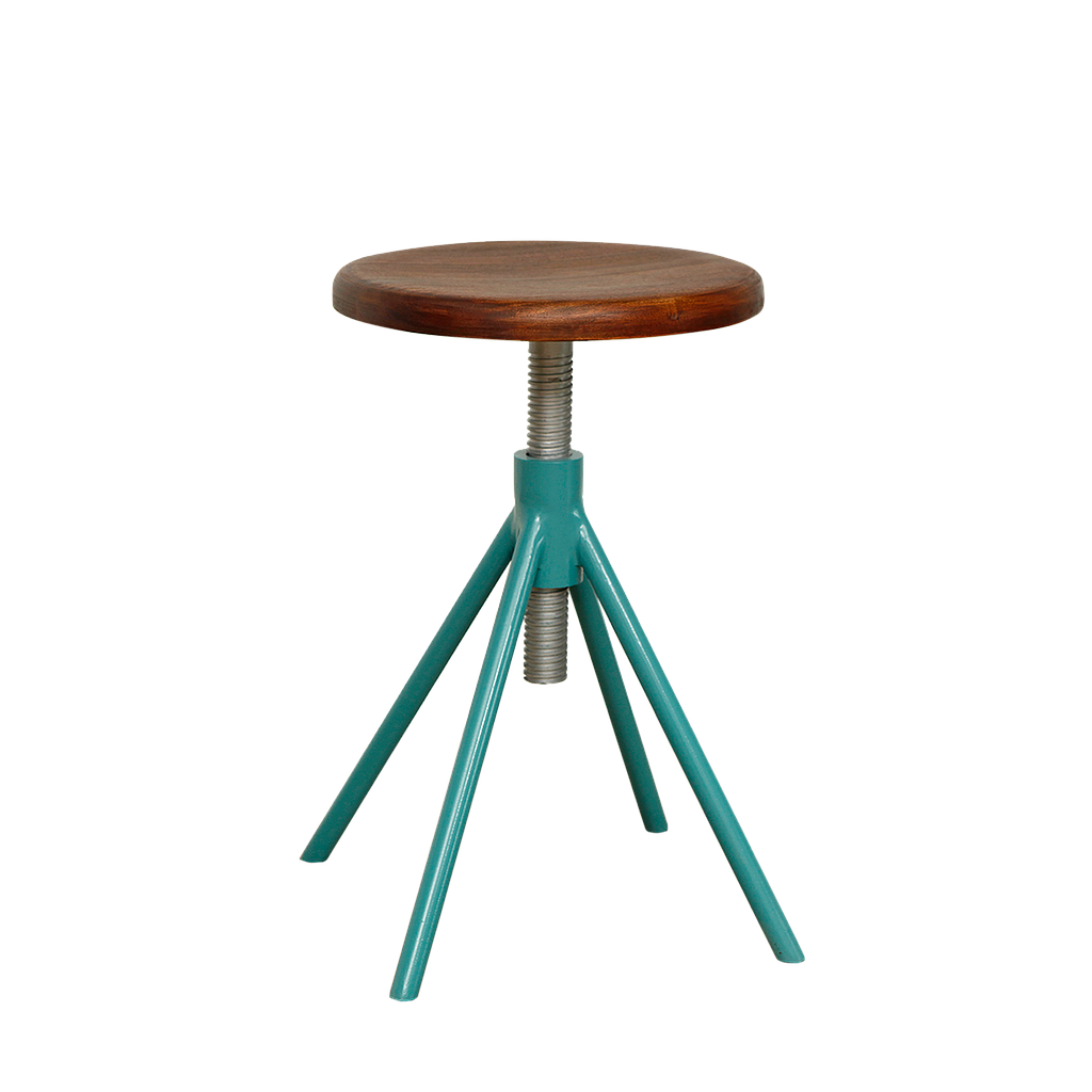 SCOTT - Adjustable Stool H45/55 - Water blue and Washed antic