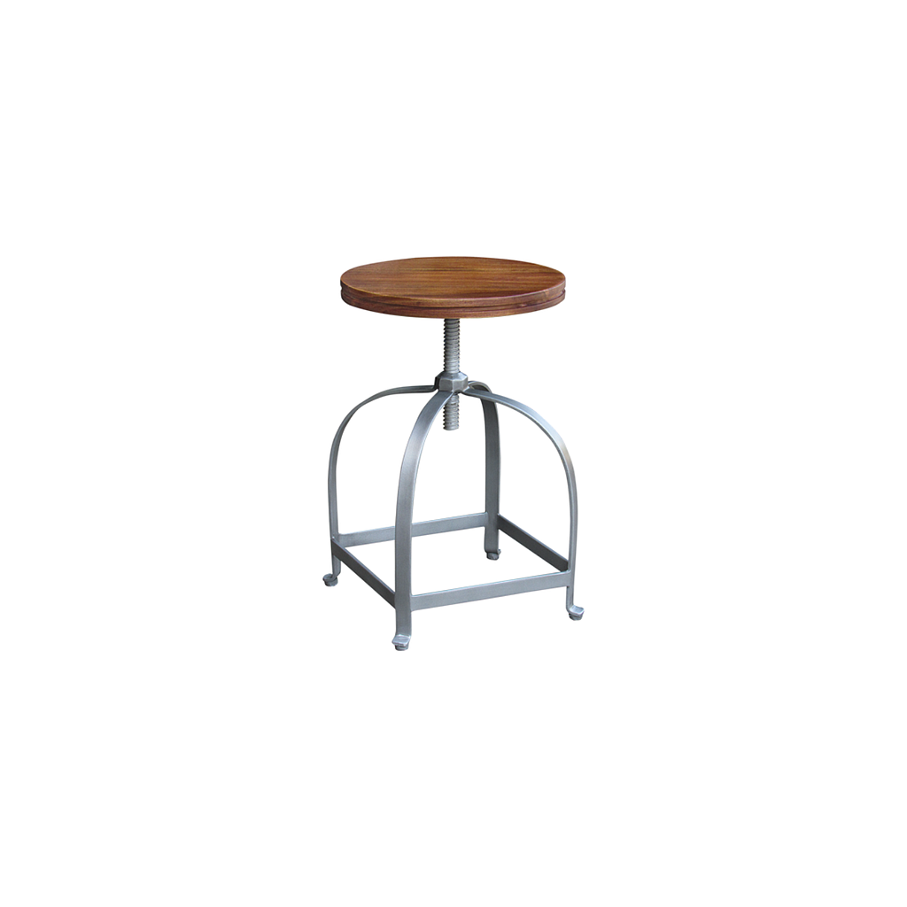 MANHATTAN - Adjustable Stool H45/52 - Vintage silver and Washed antic