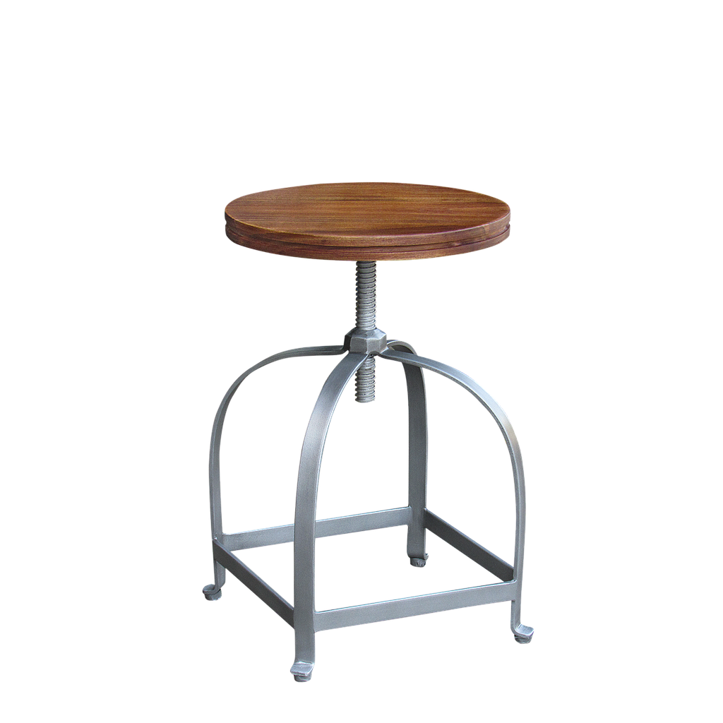 MANHATTAN - Adjustable Stool H45/52 - Vintage silver and Washed antic