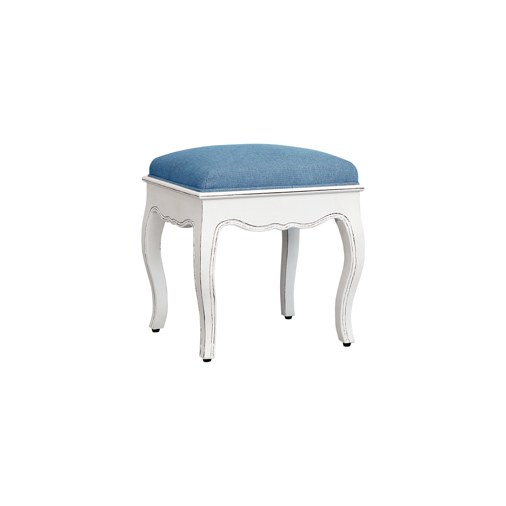 FLORIE - Stool H45 - Brocante white and Blue cover
