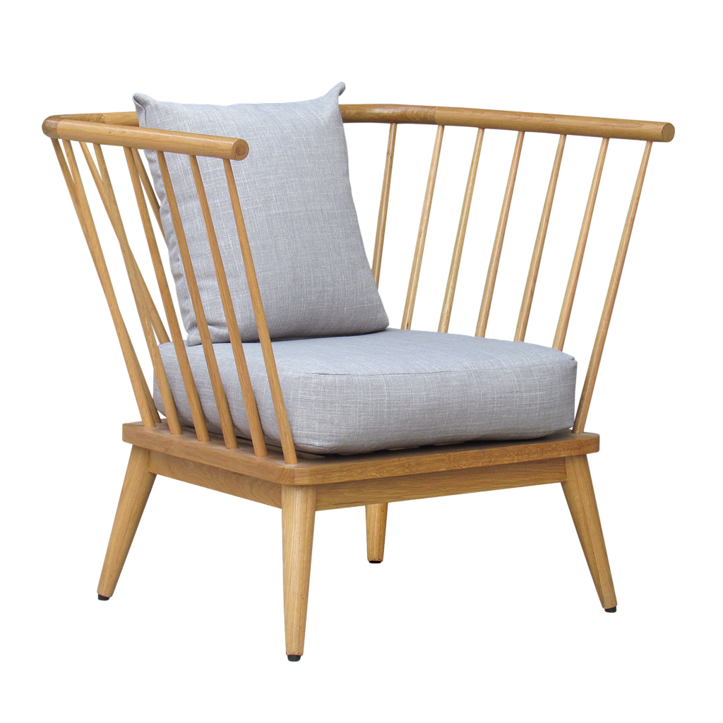 LOHJA - Armchair L110 - Natural oak and Light grey cover