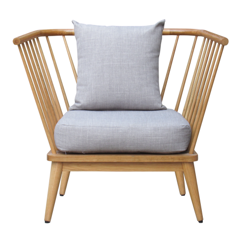 LOHJA - Armchair L110 - Natural oak and Light grey cover