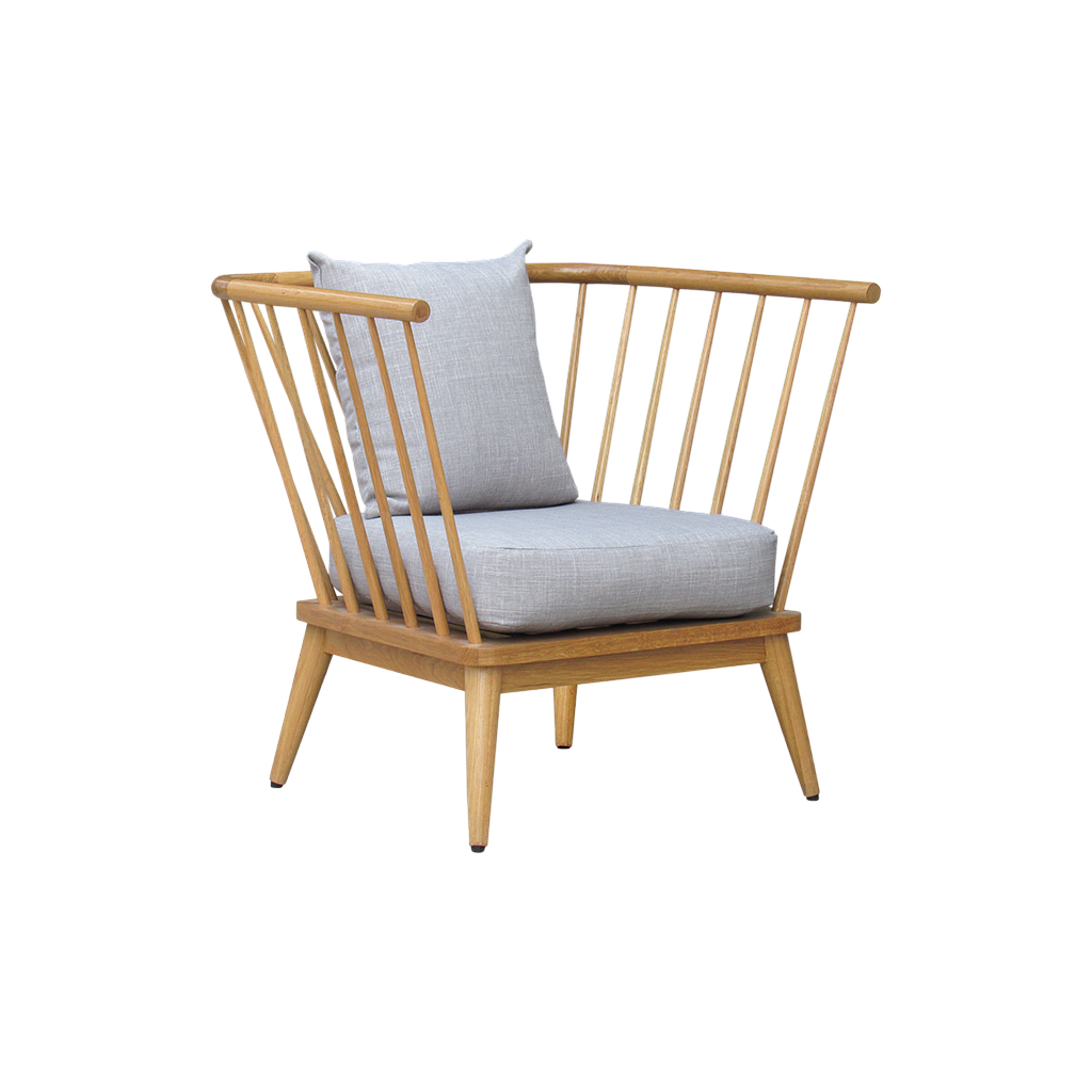 LOHJA - Armchair L110 - Natural oak and Light grey cover
