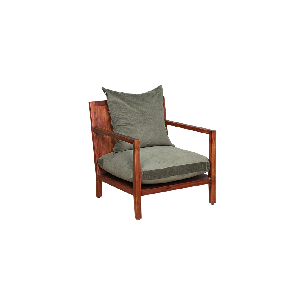 PERTH - Armchair L68 - Washed antic and Dark green cover