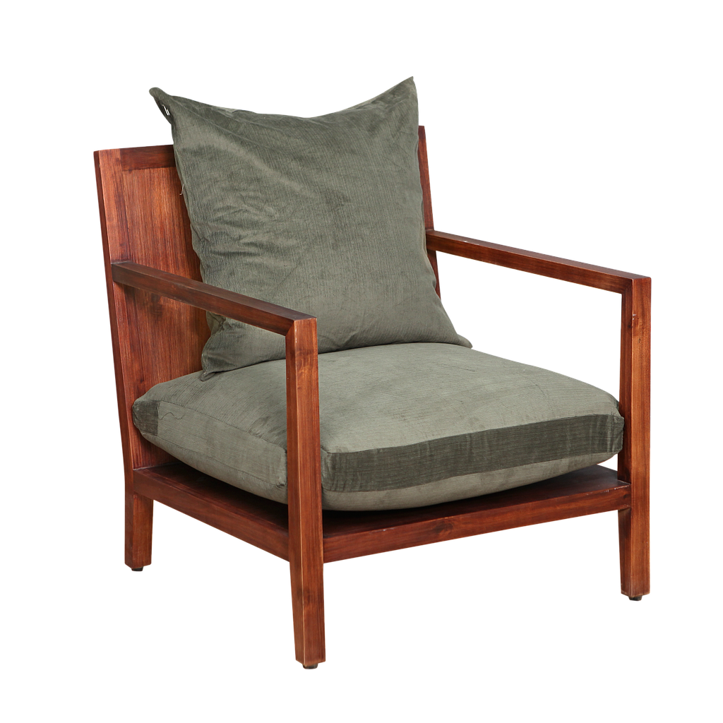 PERTH - Armchair L68 - Washed antic and Dark green cover