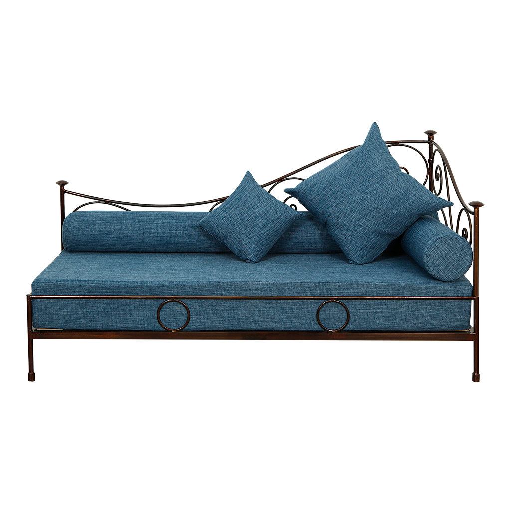 LEODIE - Meridienne Sofa L182 - Burnish metal and blue cover
