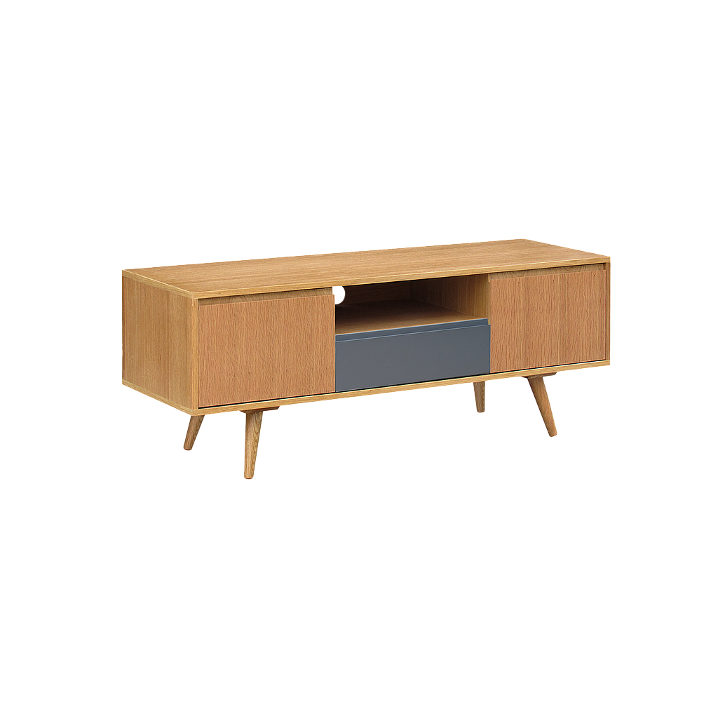 HELSINKI - TV stand L140 - Natural oak and Charcoal grey