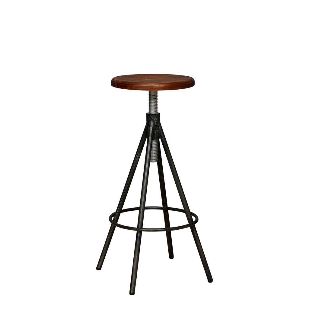 SCOTT - Adjustable bar stool H75/85 - Vintage anthracite and Washed antic