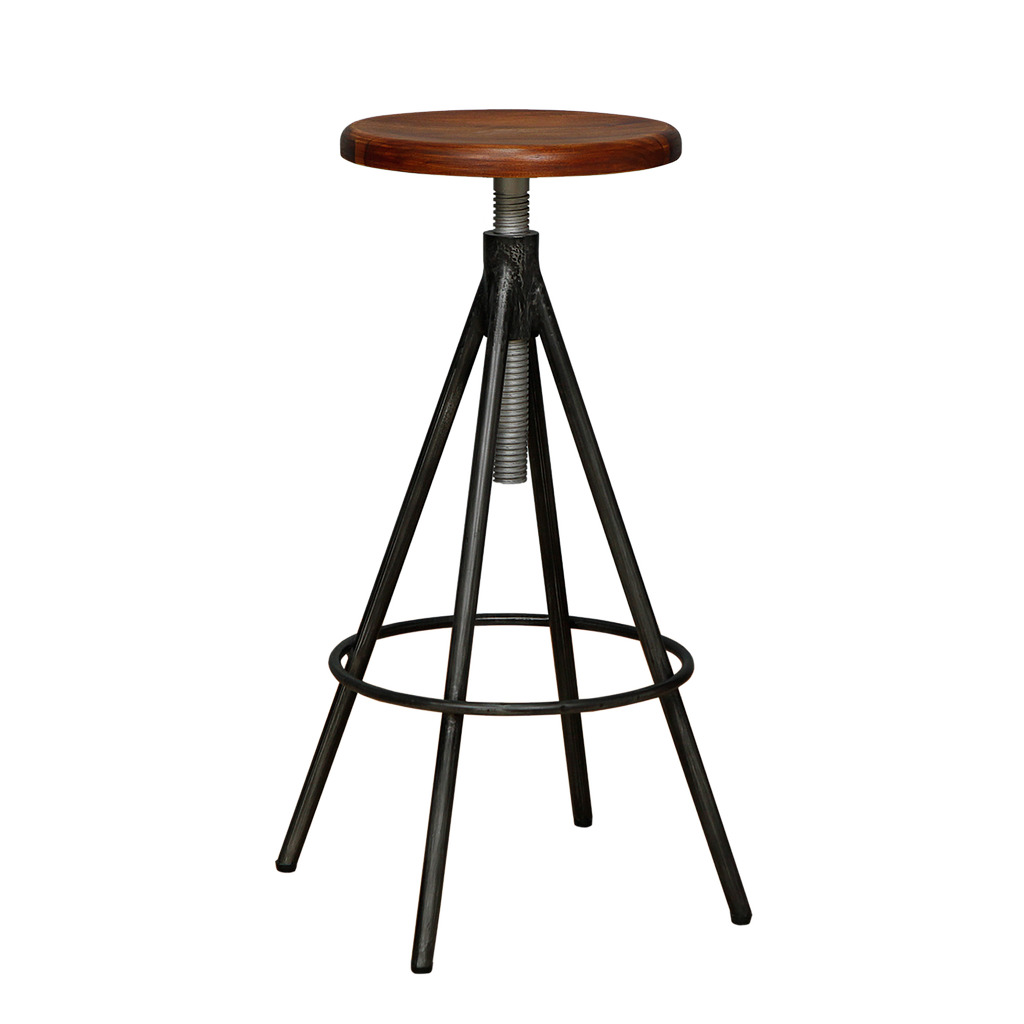 SCOTT - Adjustable bar stool H75/85 - Vintage anthracite and Washed antic
