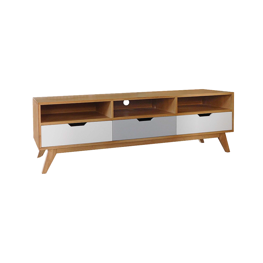 OSLO - TV stand L160 - Natural oak and Multicolor lacquer