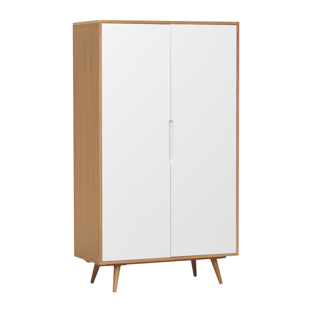 HELSINKI - Wardrobe L110 x H190 - Natural oak and White
