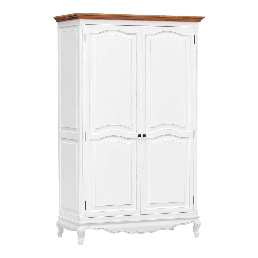 ALEXIA - Wardrobe L125 x H203 - Brocante white and Natural oak