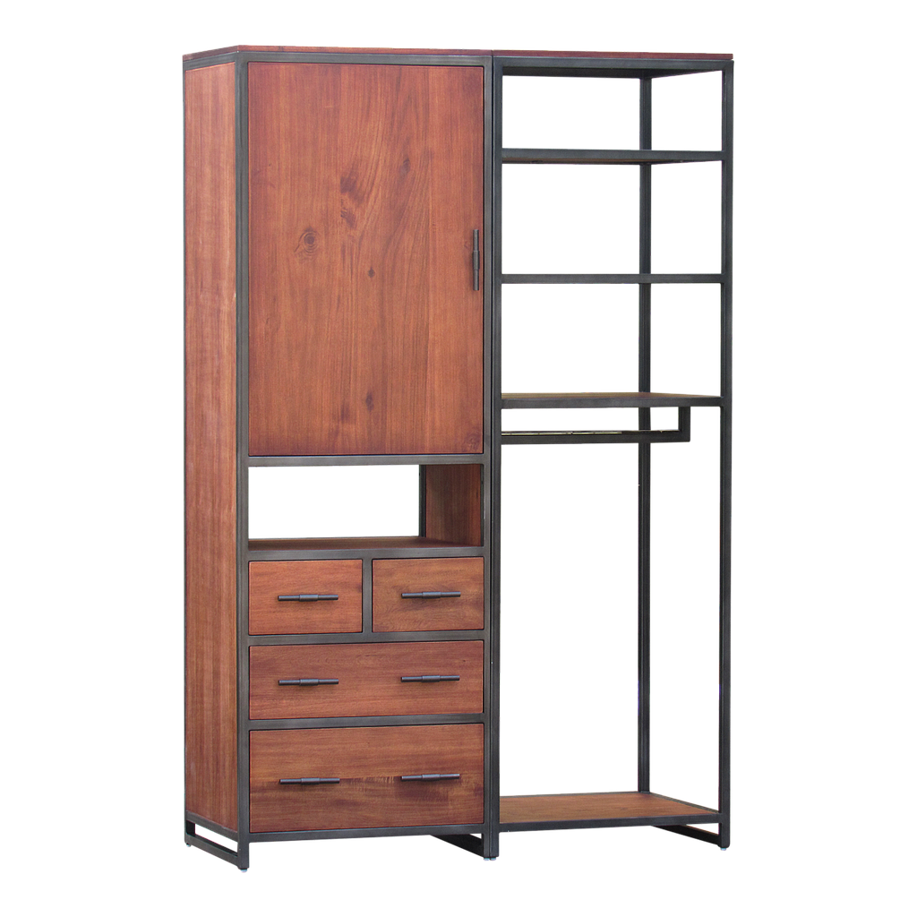 TRAVIS - Wardrobe L130 x H200 - Vintage anthracite and Washed antic