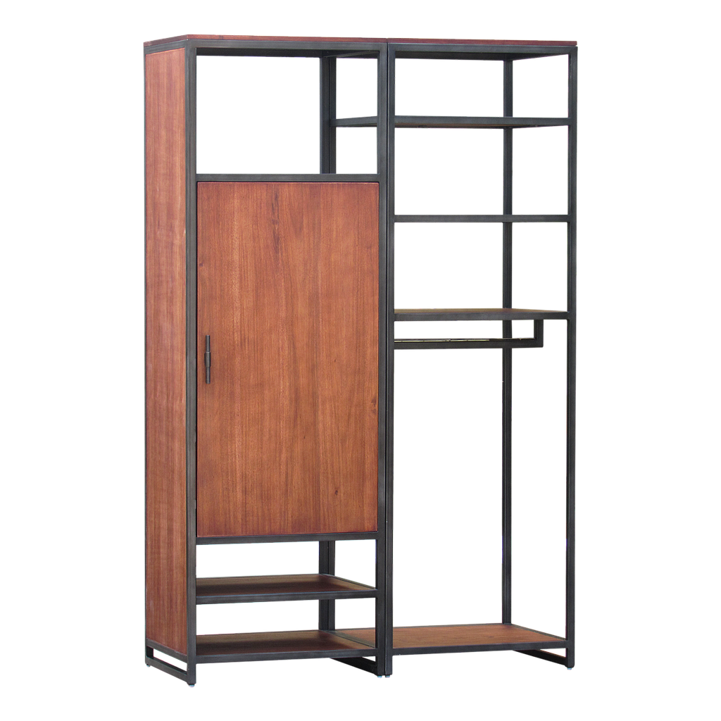 TRAVIS - Wardrobe L130 x H200 - Vintage anthracite and Washed antic