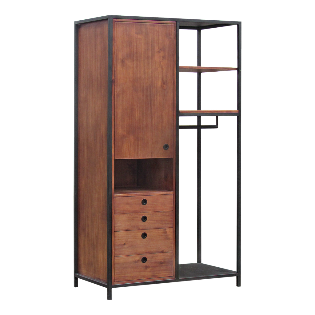 JOHNSON - Wardrobe L110 x H200 - Matt black and Washed antic