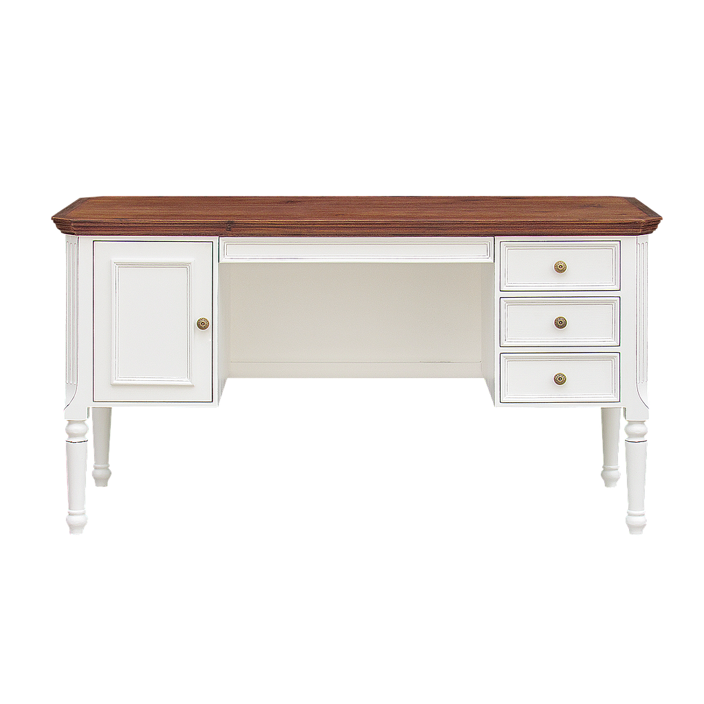 LISANDRO - Desk L140 x W60 - Brocante white and Washed antic