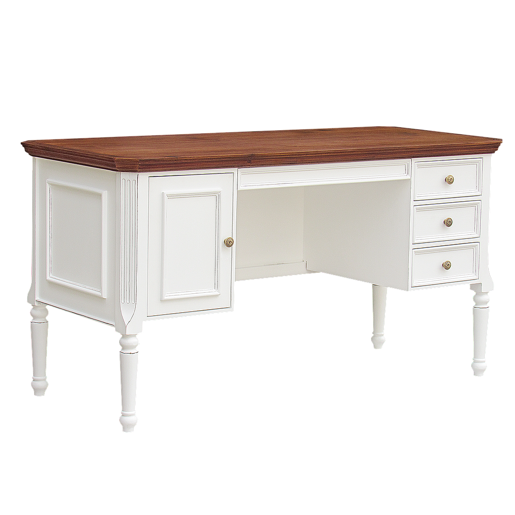LISANDRO - Desk L140 x W60 - Brocante white and Washed antic
