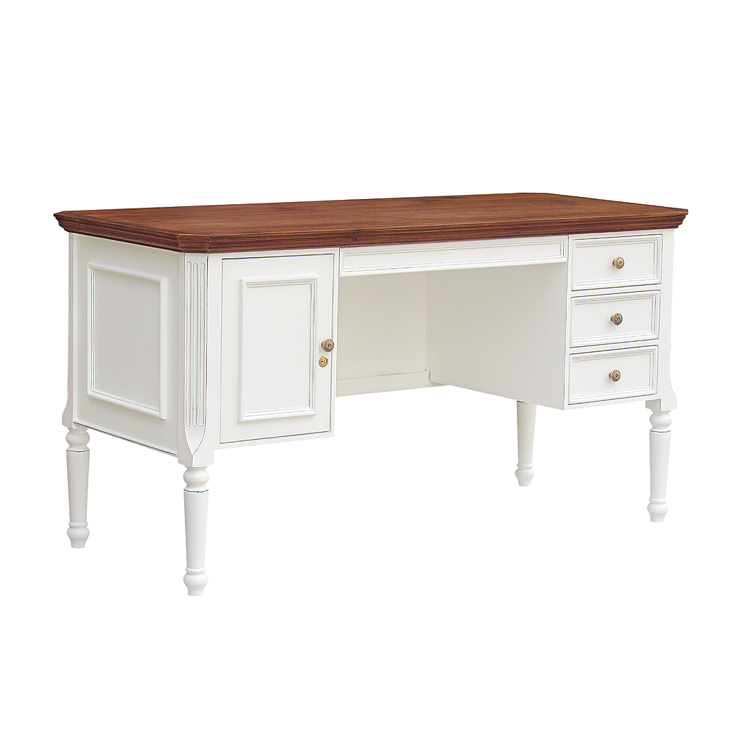 LISANDRO - Desk L140 x W60 - Brocante white and Washed antic