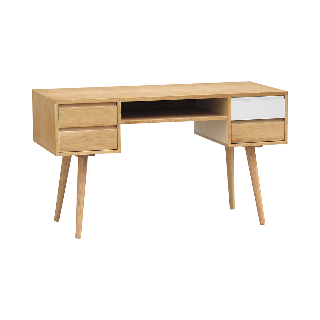 HELSINKI - Desk L130 x W55 - Natural oak and White