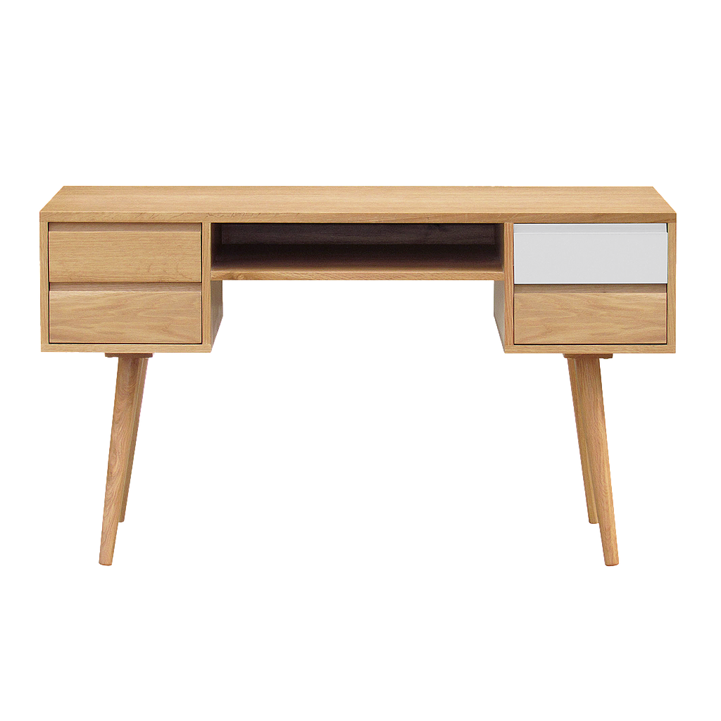 HELSINKI - Desk L130 x W55 - Natural oak and White