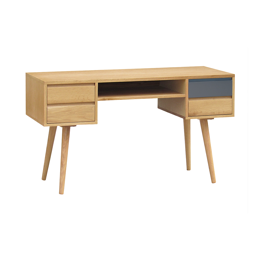 HELSINKI - Desk L130 x W55 - Natural oak and Charcoal grey