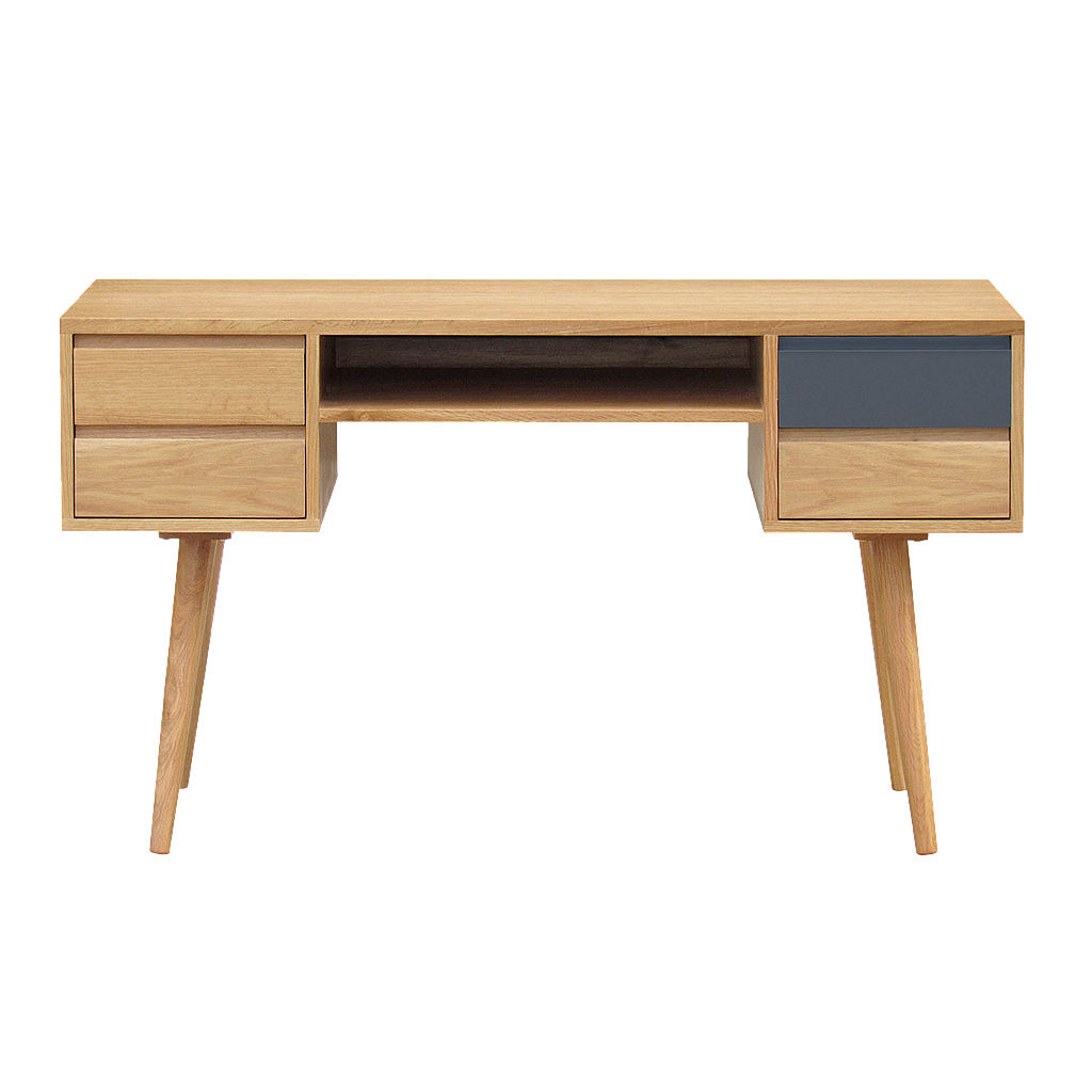 HELSINKI - Desk L130 x W55 - Natural oak and Charcoal grey