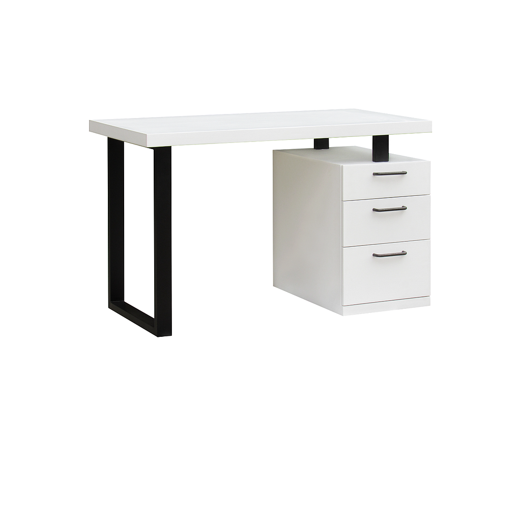 YANIS - Desk L120 x W60 - White and Black metal