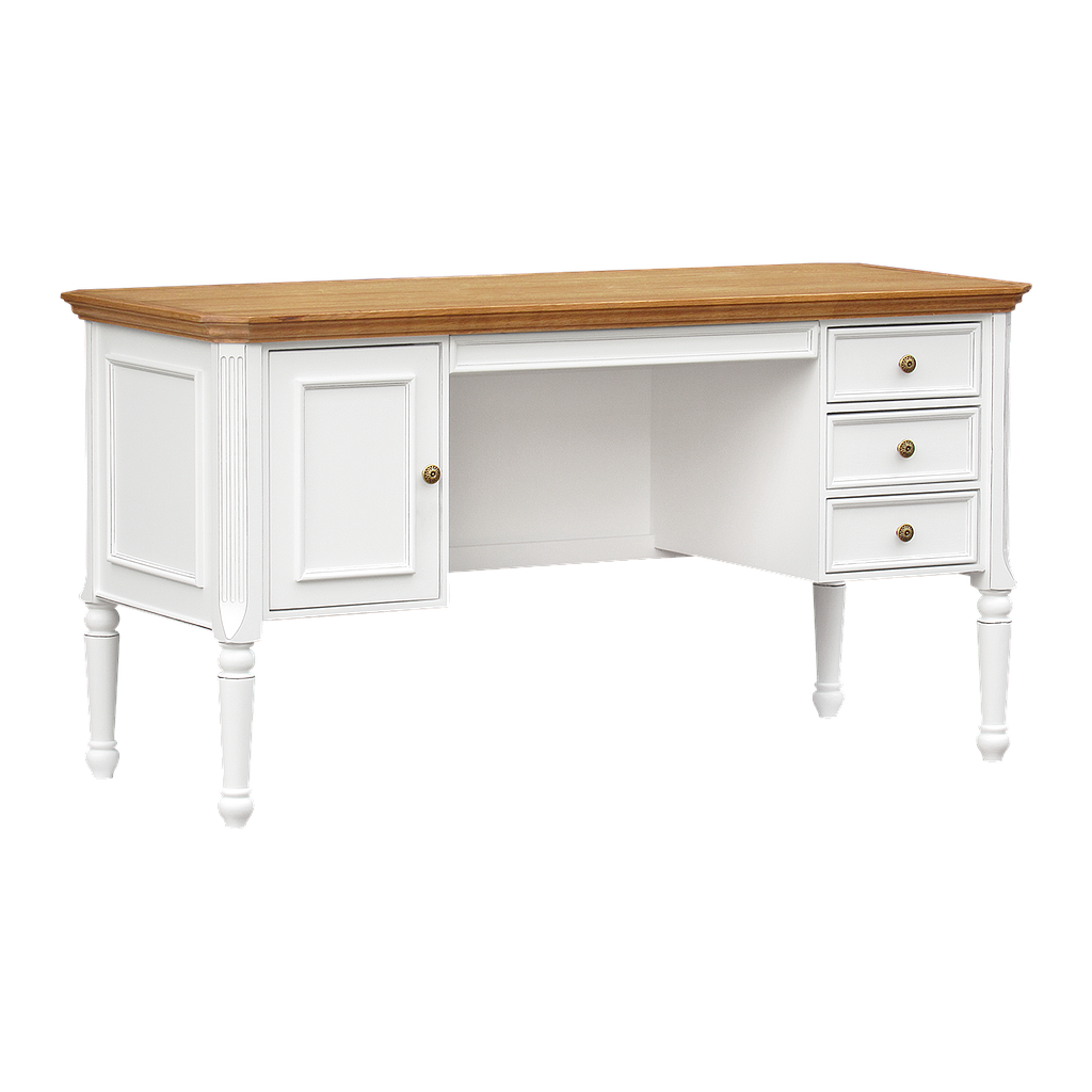 LISANDRO - Desk L140 x W60 - Brocante white and Natural oak
