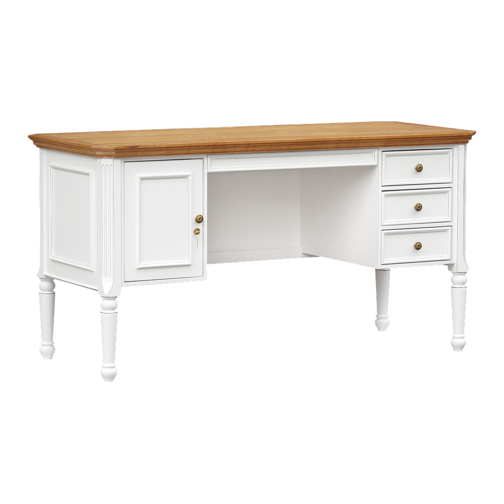 LISANDRO - Desk L140 x W60 - Brocante white and Natural oak