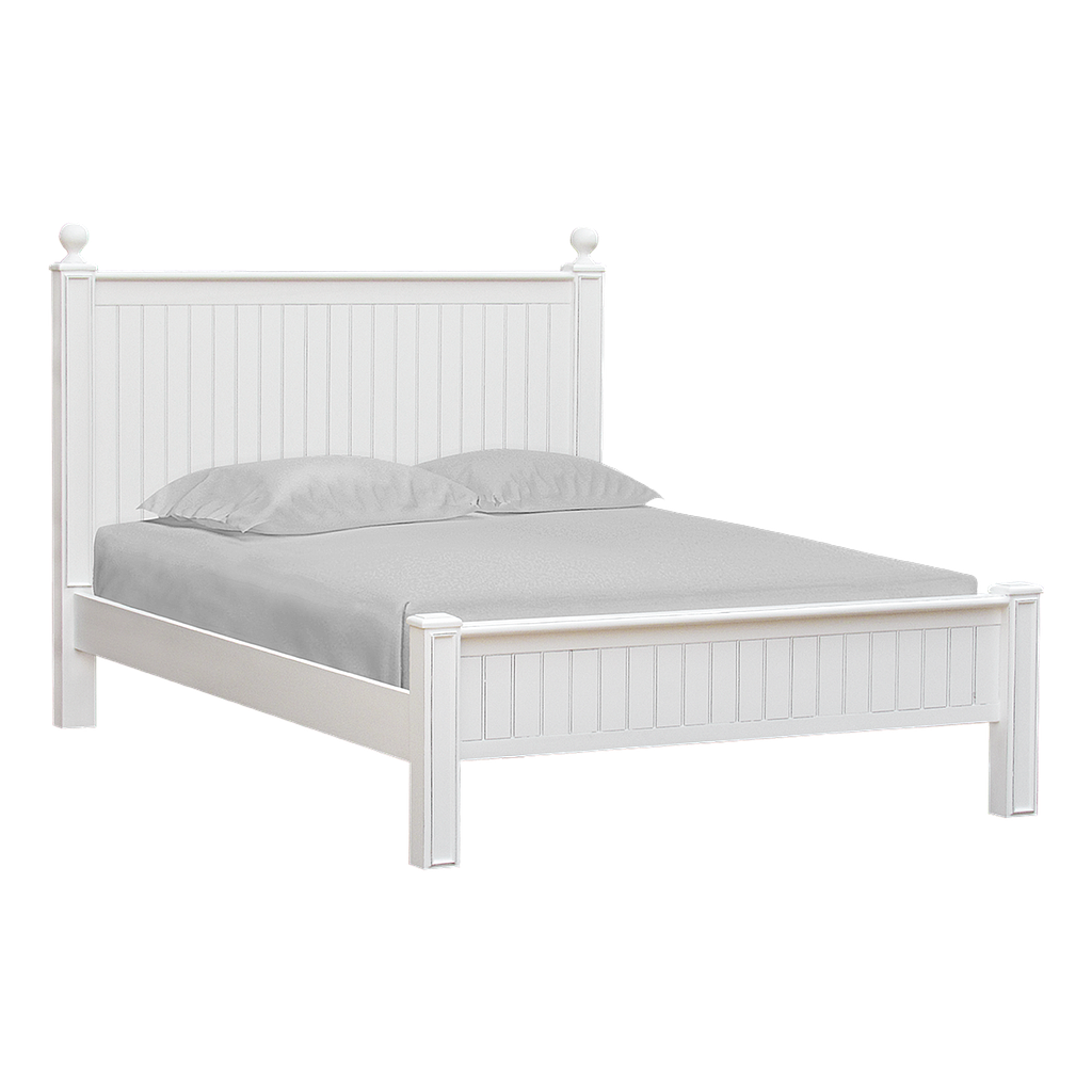 ALES - Double size bed (Mattress 140x200) - Brocante white