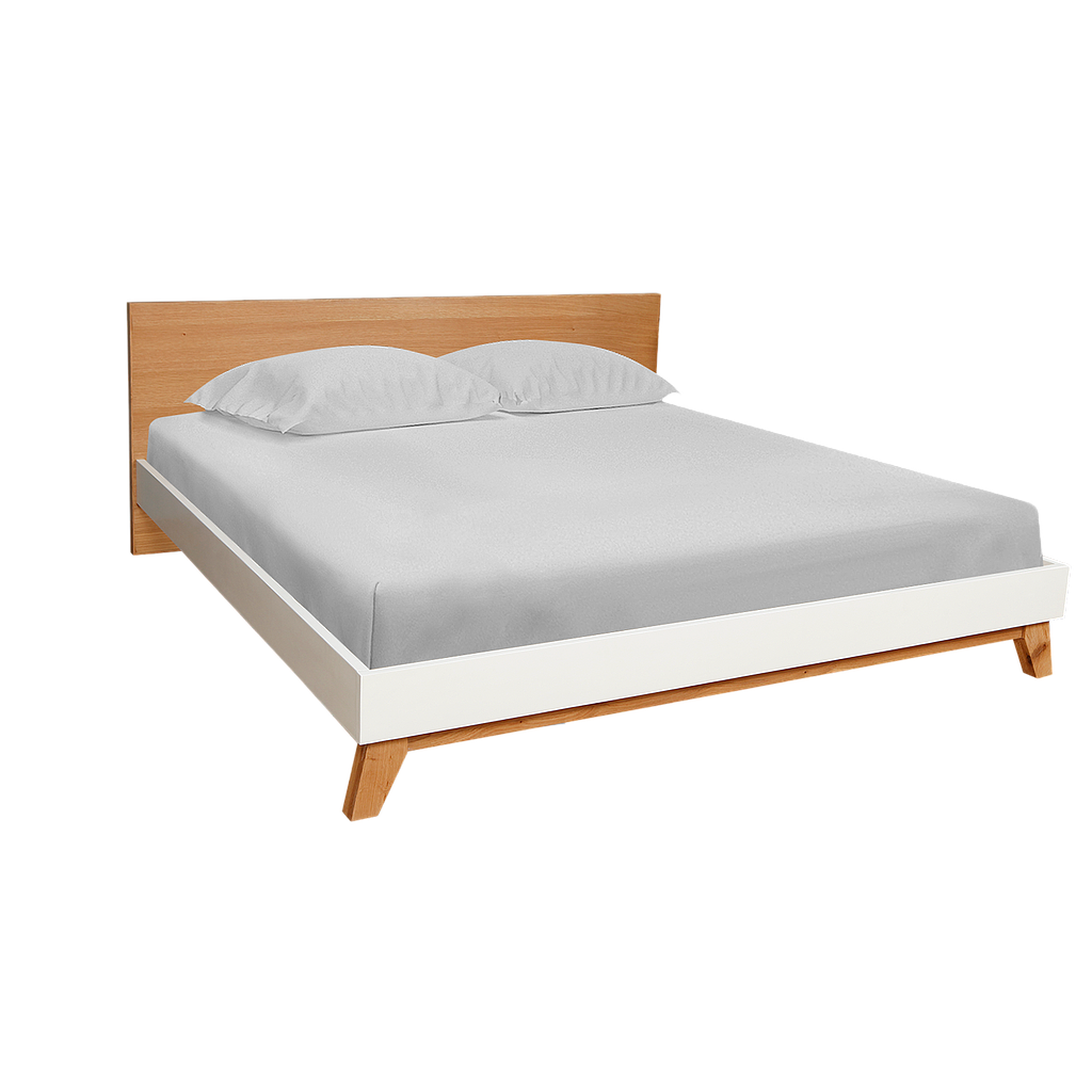 OSLO - King size bed (Mattress 180x200) - Natural oak and White lacquer