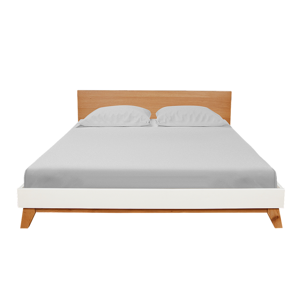 OSLO - King size bed 180x200 - Natural oak and white lacquer