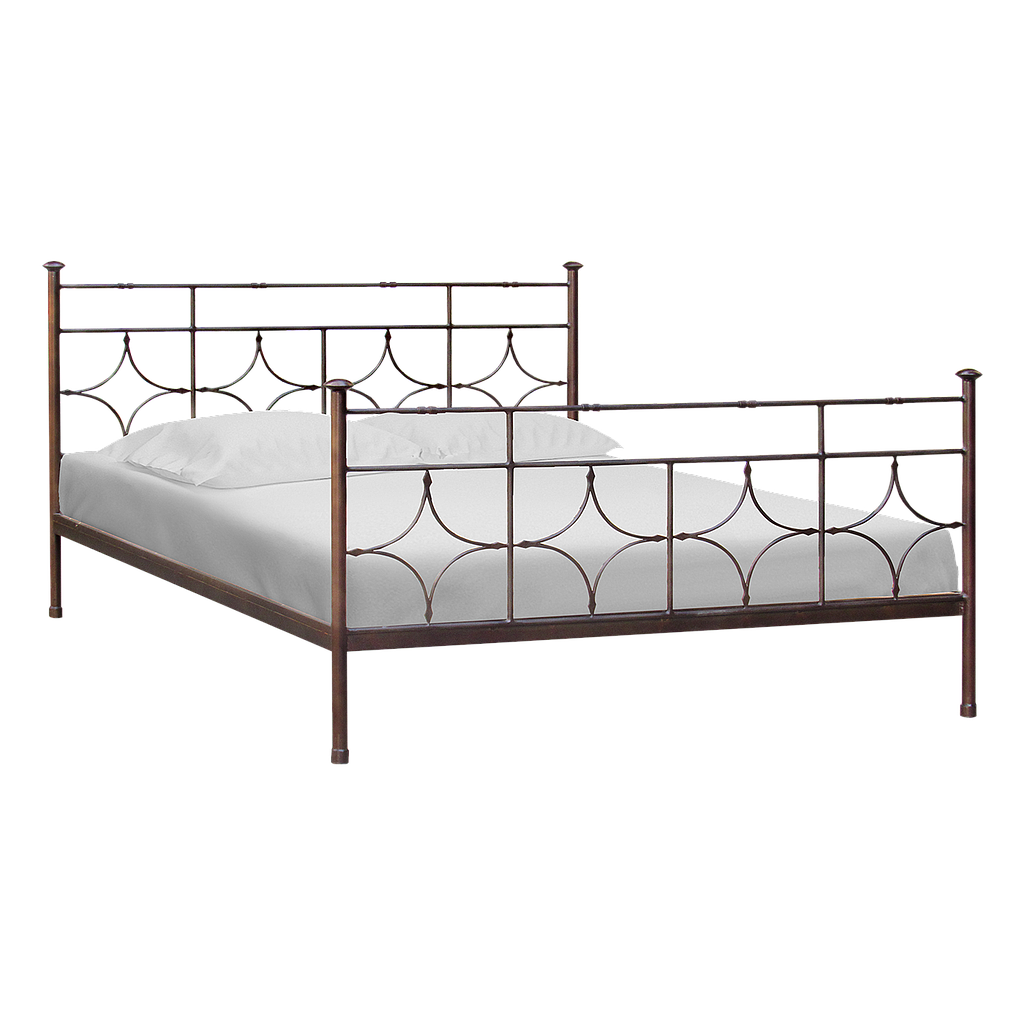ACHILLE - Wrought iron king size bed (Mattress 180x200) - Burnish
