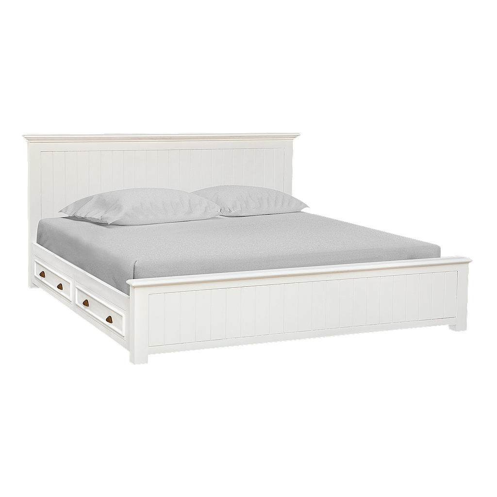 NEIL - 4 Drawers Queen size storage bed (Mattress 160x200) - Brushed white