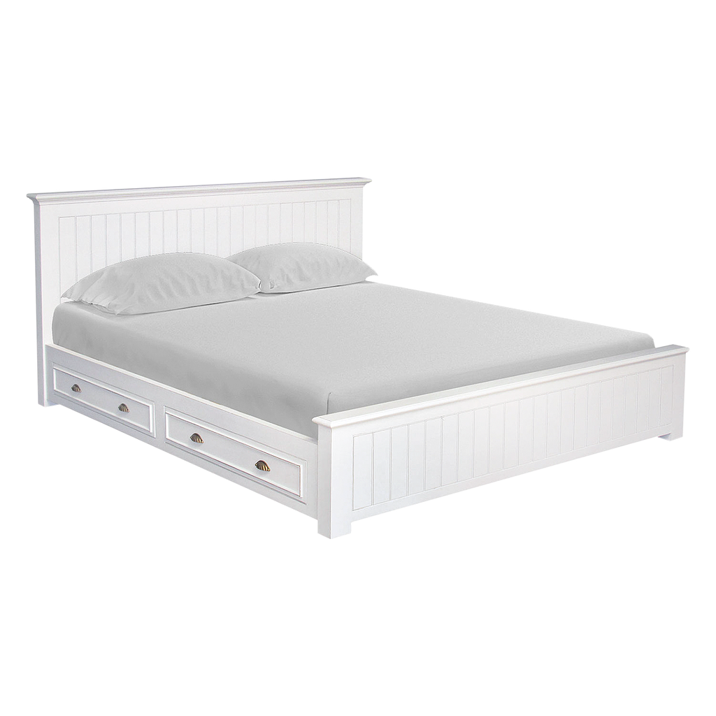 NEIL - 4 drawsers King size storage bed (Mattress 180x200) - Brocante white