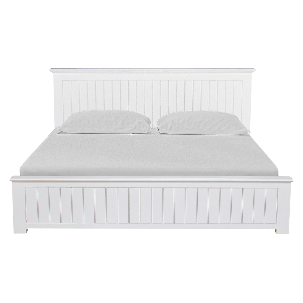 NEIL - King size bed 180x200 - Brocante white / 4-drawers