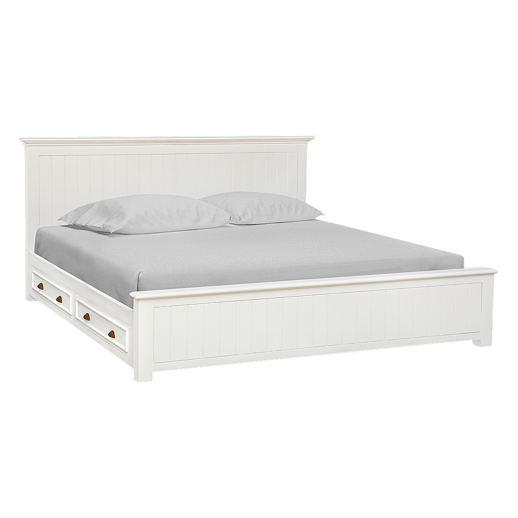 NEIL - 4 Drawers King size storage bed (Mattress 180x200) - Brushed white
